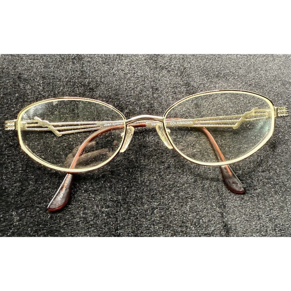 Joan Collins 9638 Gold Brown Eyeglasses FRAMES ONLY 55-18-140 oval full rim